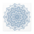 Handcrafted steel blue mandala design wall art on stretched matte canvas