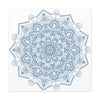 Handcrafted steel blue mandala design wall art on stretched matte canvas