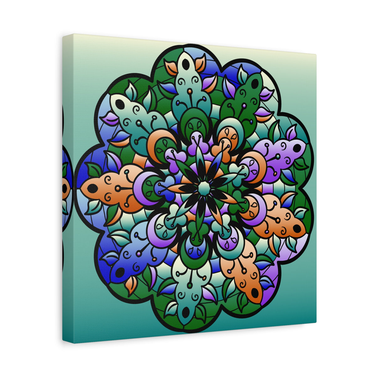 Floral Mandala Matte Canvas Print — Colorful Stretched Wall Art
