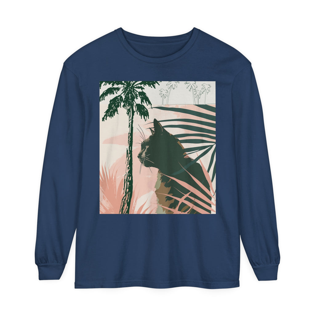 Black Cat Jungle Long Sleeve T-Shirt for casual wear alt text 13