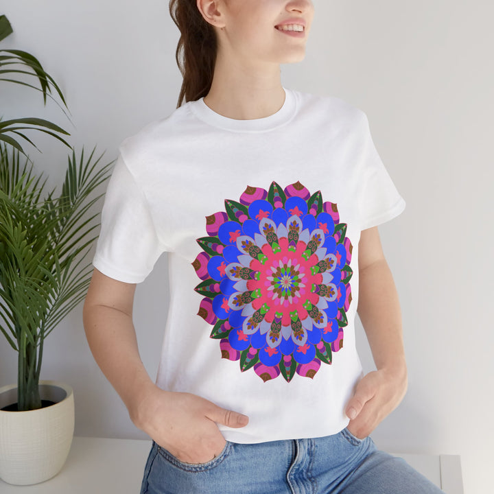 Vibrant and eye-catching mandala geometric t-shirt in a variety of bold colors and intricate patterns