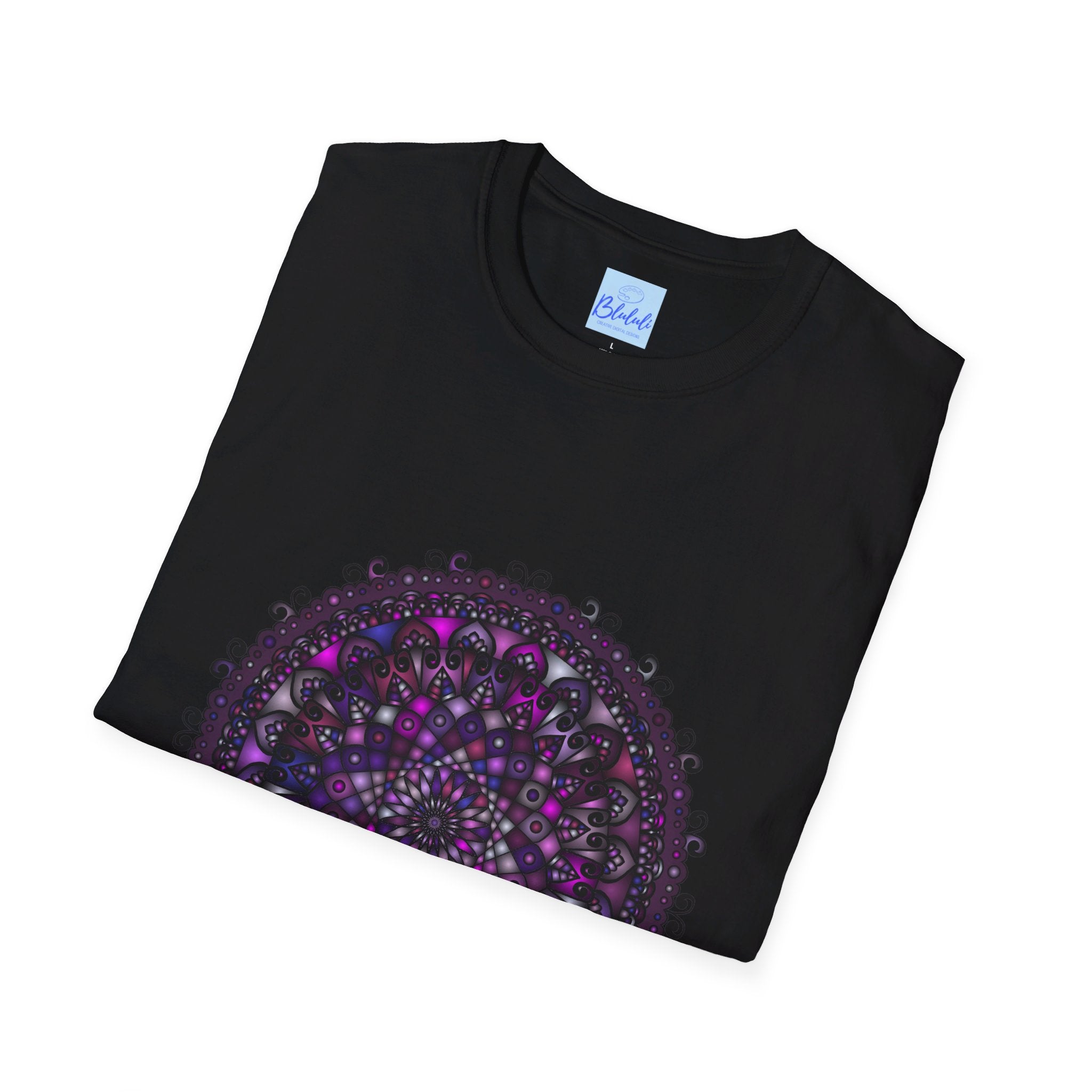 Soft purple Mandala art design on unisex T-shirt, hand-drawn and stylish