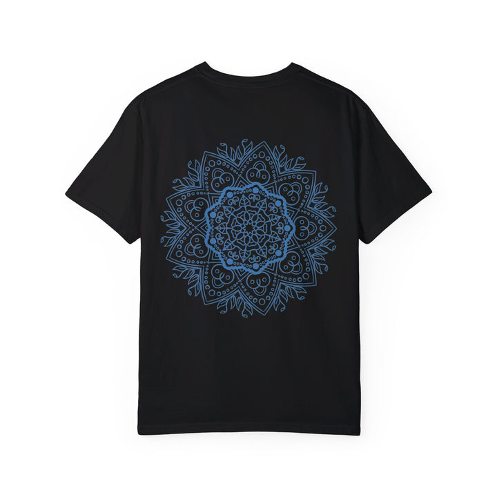 Handmade unisex Mandala T-shirt featuring a unique, hand-drawn design and garment-dyed for a one-of-a-kind look