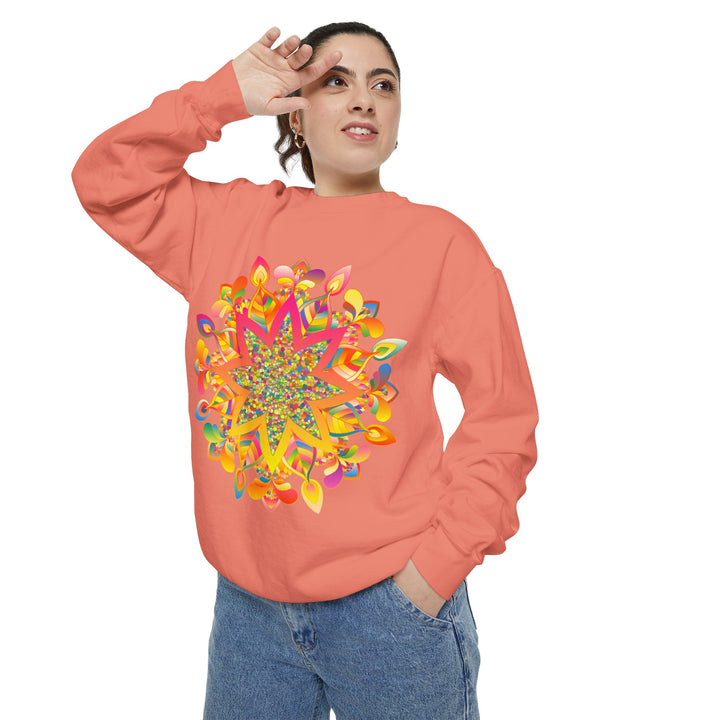 Colorful mandala sweatshirt with intricate design and comfortable fit for casual wear