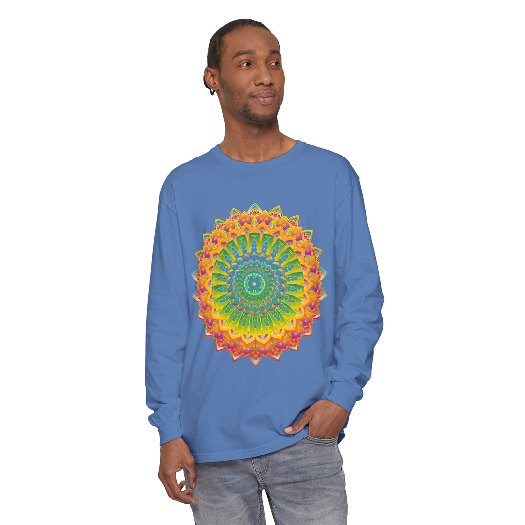 Intricate mandala design Unisex Long Sleeve T-Shirt, perfect for casual wear