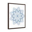 Vertical steel blue gallery canvas wrap depicting handcrafted mandala design wall art