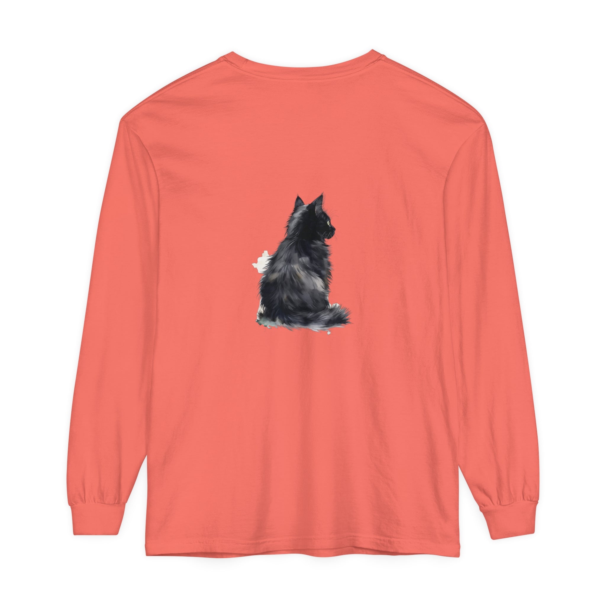 Beautiful black and white cat watercolor long sleeve t-shirt for women