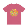 Colorful mandala graphic tee with intricate patterns symbolizing spiritual peace and harmony