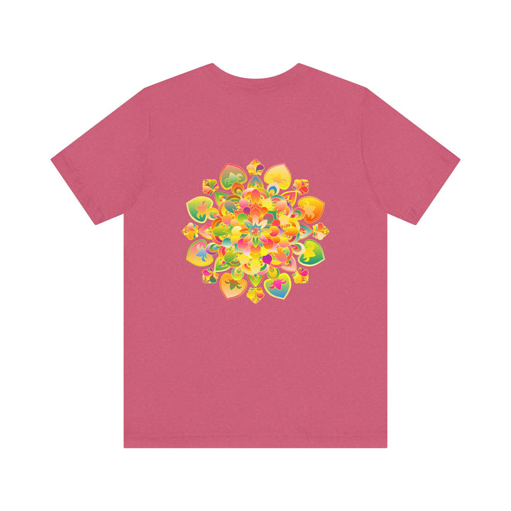 Colorful mandala graphic tee with intricate patterns symbolizing spiritual peace and harmony