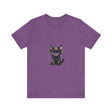Adorable grey and white kitten with beautiful blue eyes on a soft, comfortable t-shirt