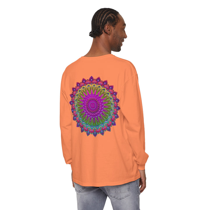 Vibrant Mandala Unisex Long Sleeve T-Shirt for Casual and Laid-back Vibes