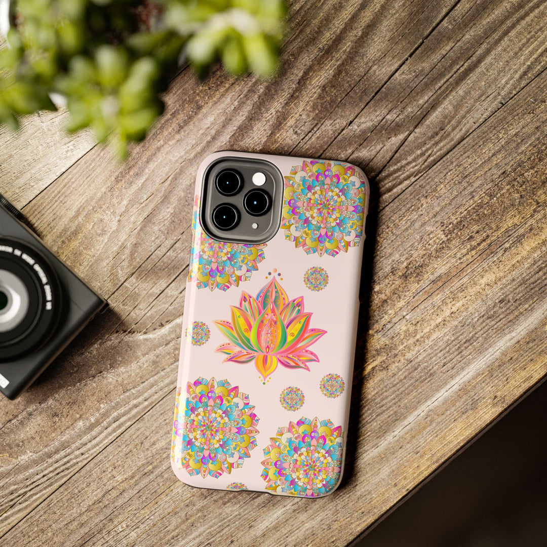 Beautiful light pink lotus flower mandala design phone case for protection and style