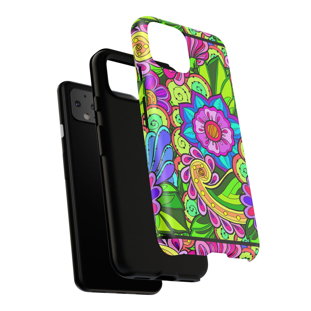 Floral Fantasy iPhone and Google Pixel Case in Bright Green Palette