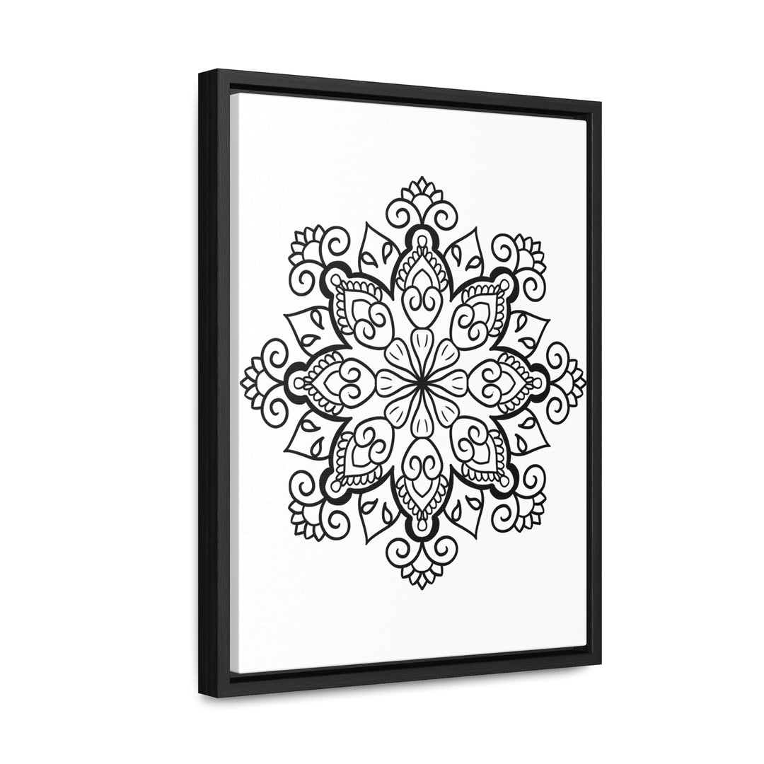 Mandala Handmade Art - Black & White Wall Art - Gallery Canvas Wraps, Vertical Frame 35