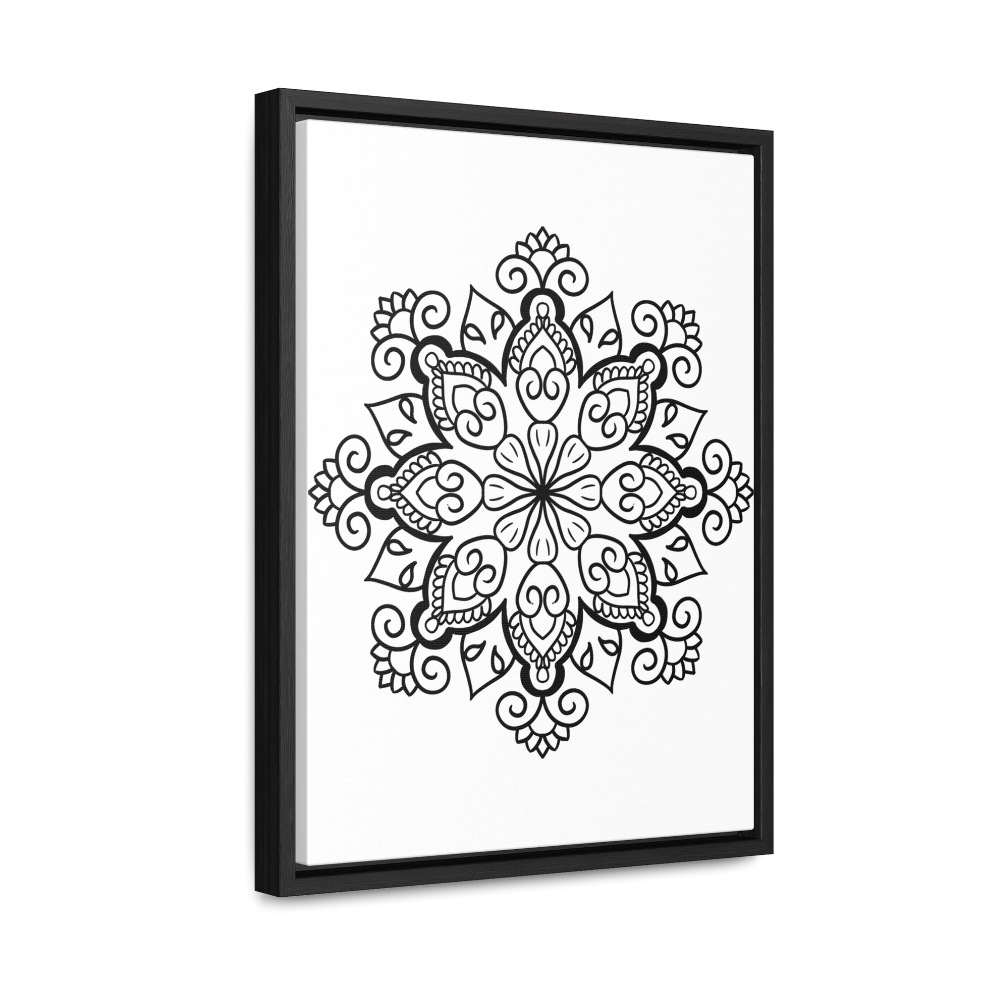 Mandala Handmade Art - Black & White Wall Art - Gallery Canvas Wraps, Vertical Frame 35