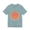 Vibrant Mandala Tee in shades of pink, yellow, orange, and green, showcasing intricate and colorful design perfect for adding a pop of color to your wardrobe