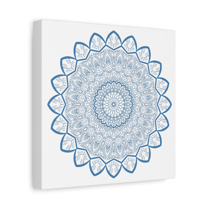 Beautiful handmade Mandala Design Wall Art in Steel Blue on Matte Canvas, stretched and 125 inches thick