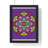 Hand-drawn purple mandala art framed poster for mindfulness and yoga