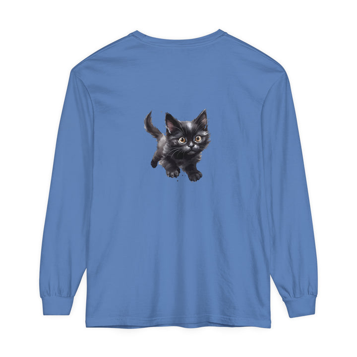 A watercolor image of a cute and playful kitten printed on a comfortable T-shirt