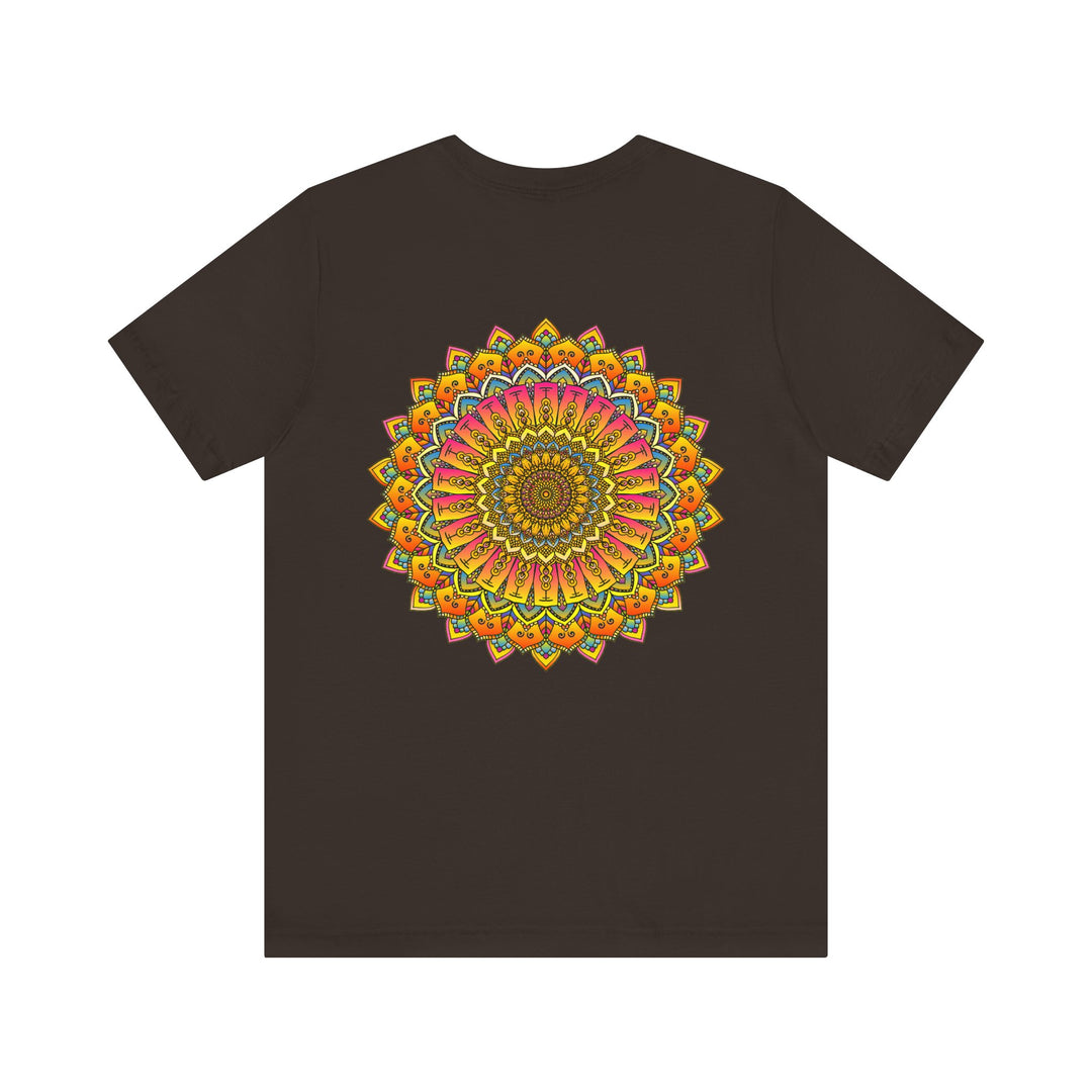 Colorful and intricate mandala tee representing spiritual peace and harmony