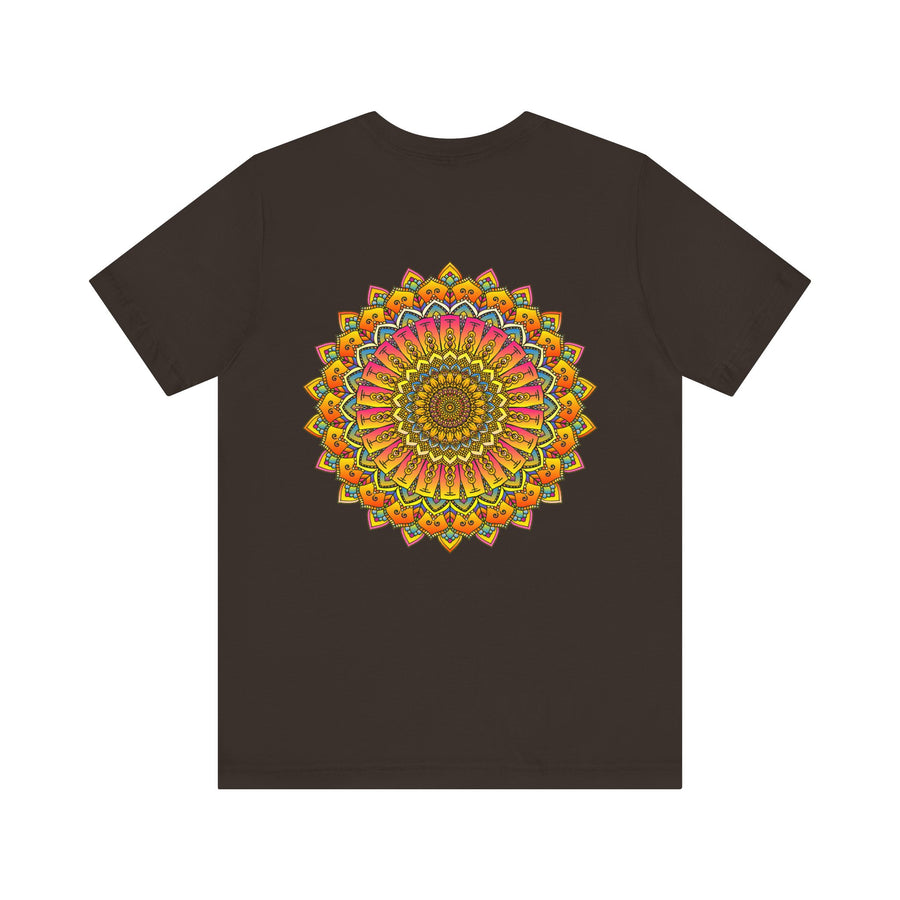 Colorful and intricate mandala tee representing spiritual peace and harmony