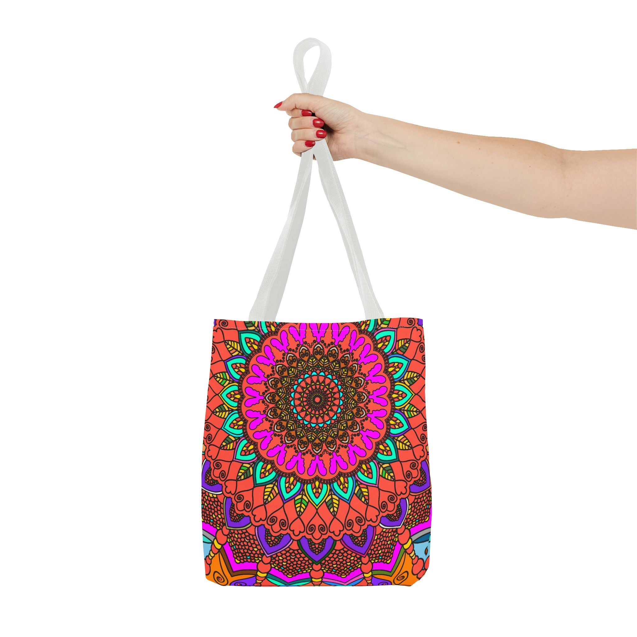 Borsa tote con mandala colorati – Stampa all-over in stile boho psichedelico