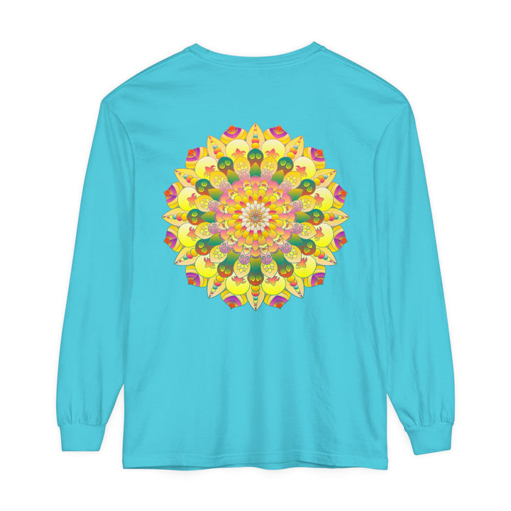 Colorful mandala design long sleeve unisex t-shirt with vibrant patterns