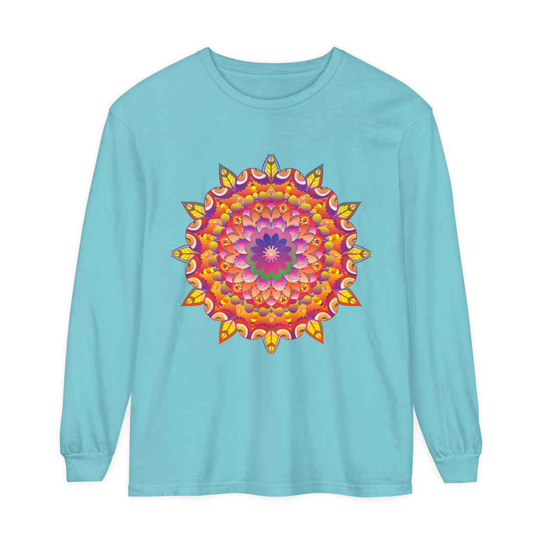 Colorful and intricate mandala design long sleeve t-shirt for men and women