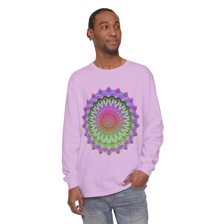 Colorful and intricate mandala design long sleeve t-shirt for men and women