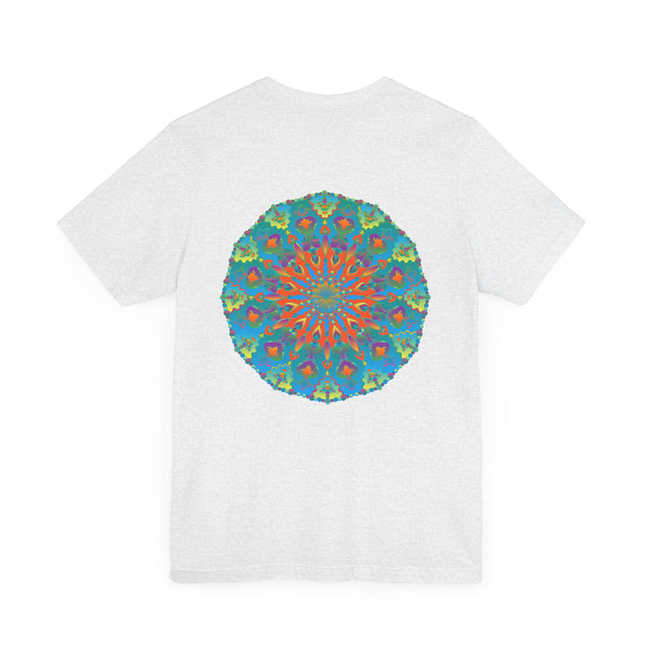 A beautiful and intricate mandala tee featuring spiritual symbols for peace and harmony