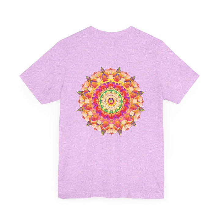 A vibrant mandala tee featuring intricate spiritual symbols promoting peace and harmony