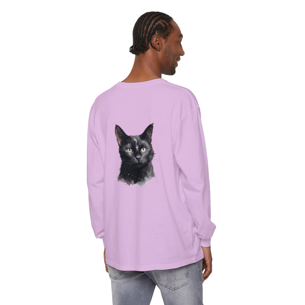 Black Cat Watercolor Unisex Long Sleeve T-Shirt - Stylish and versatile