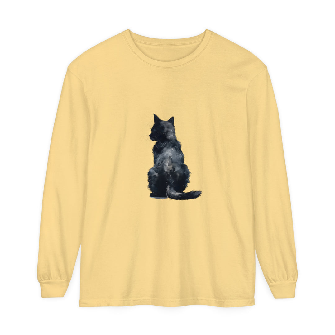 Black Cat Watercolor Long Sleeve T-Shirt featuring a stunning feline design