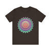 Vibrant Mandala Tee featuring a colorful and psychedelic design with intricate patterns and vibrant hues, perfect for adding a pop of color to your wardrobe