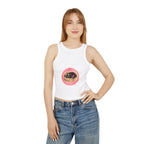 Black racerback tank top with a cute sleeping cat design