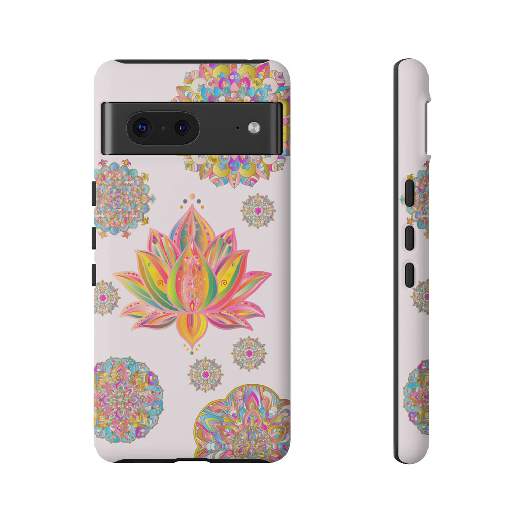 Light pink lotus flower mandala design phone case for stylish protection