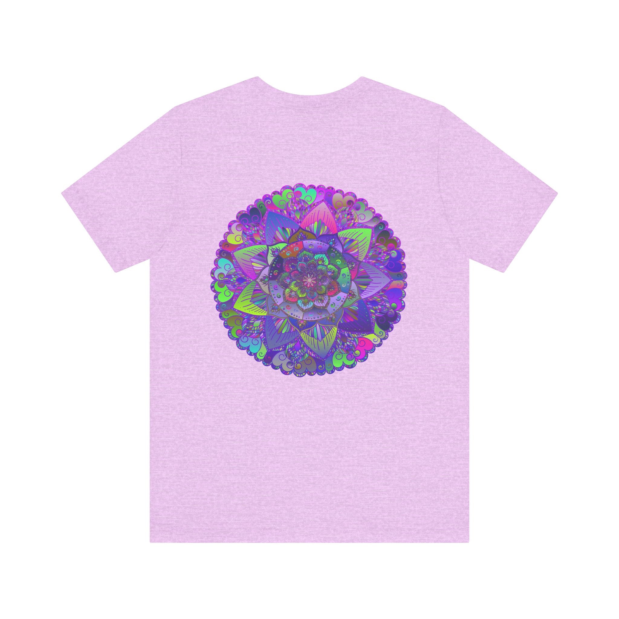 A close-up image of the Vibrant Mandala Tee, featuring intricate and colorful mandala design, representing spiritual peace and harmony