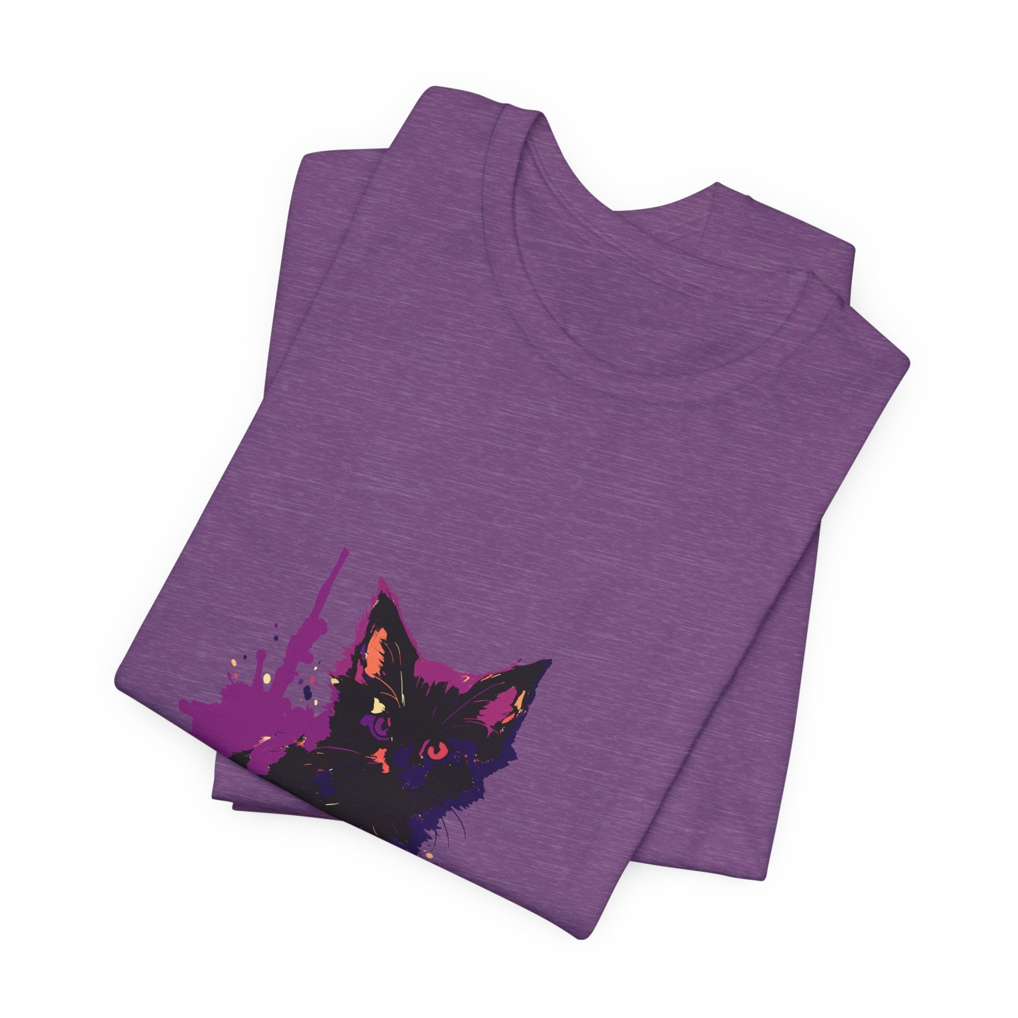 Black Cat Mystery - Purple Paint Splatter T-Shirt