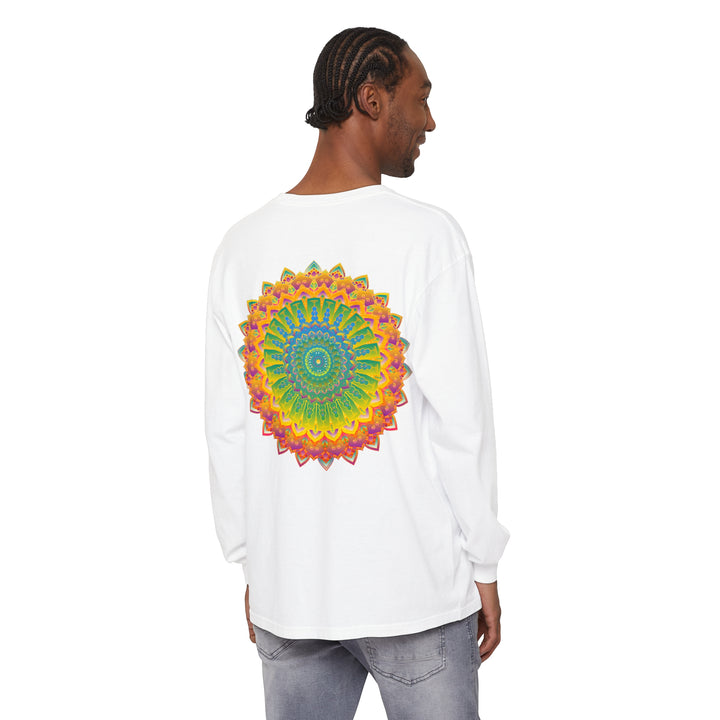 Intricate Mandala Unisex Long Sleeve T-Shirt featuring a beautiful, detailed mandala design