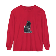 Black and white watercolor long sleeve t-shirt featuring a cute cat design