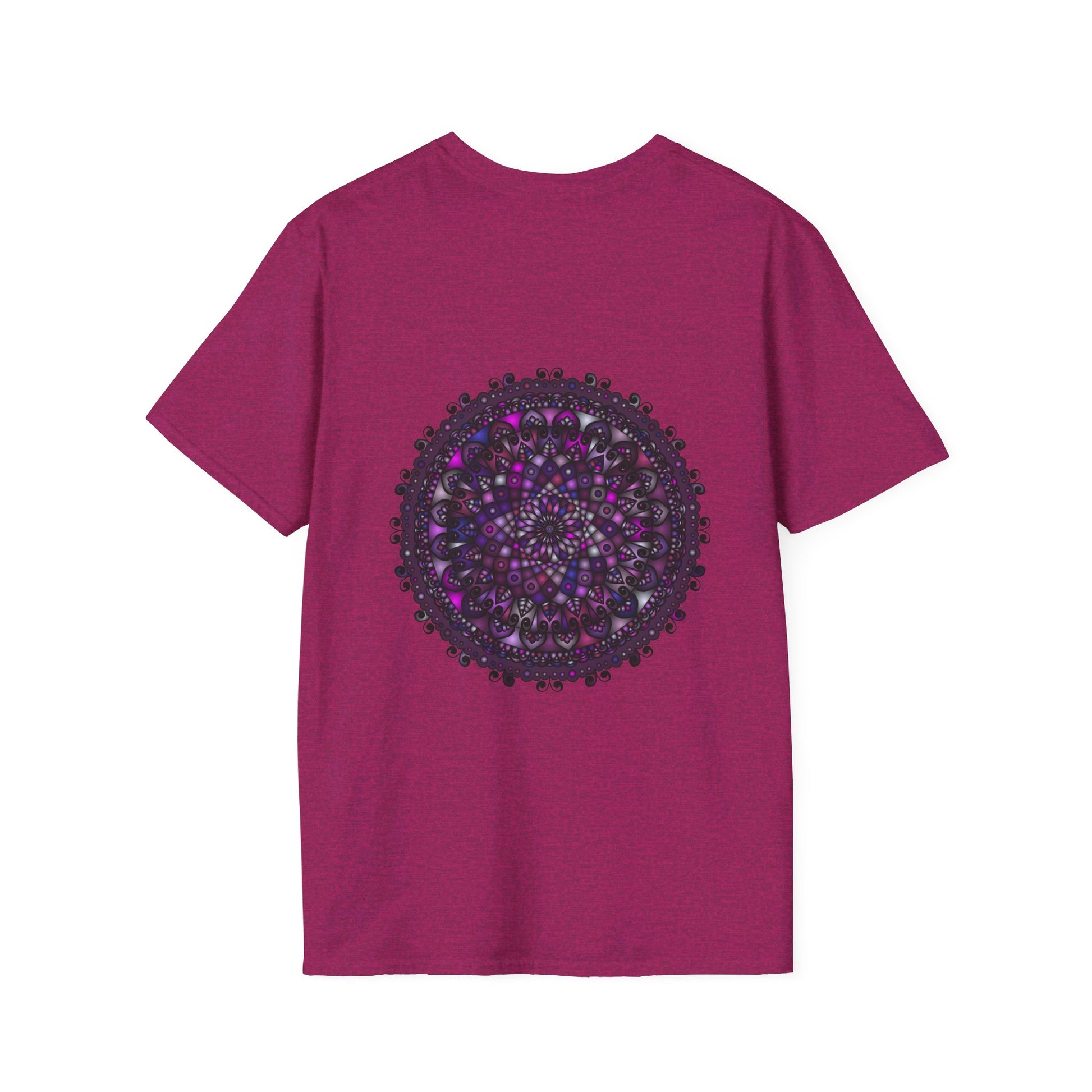 Soft purple unisex T-shirt with intricate hand-drawn mandala design