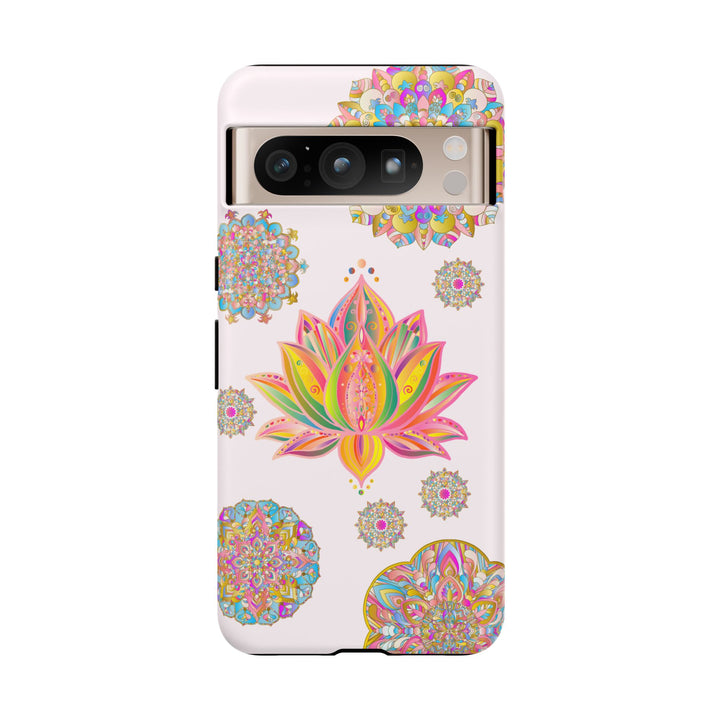 Beautiful light pink lotus flower mandala design phone case for a stylish and unique look