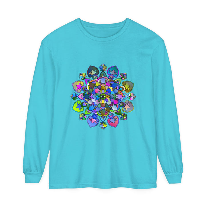 Colorful and intricate mandala design long sleeve t-shirt for a vibrant look