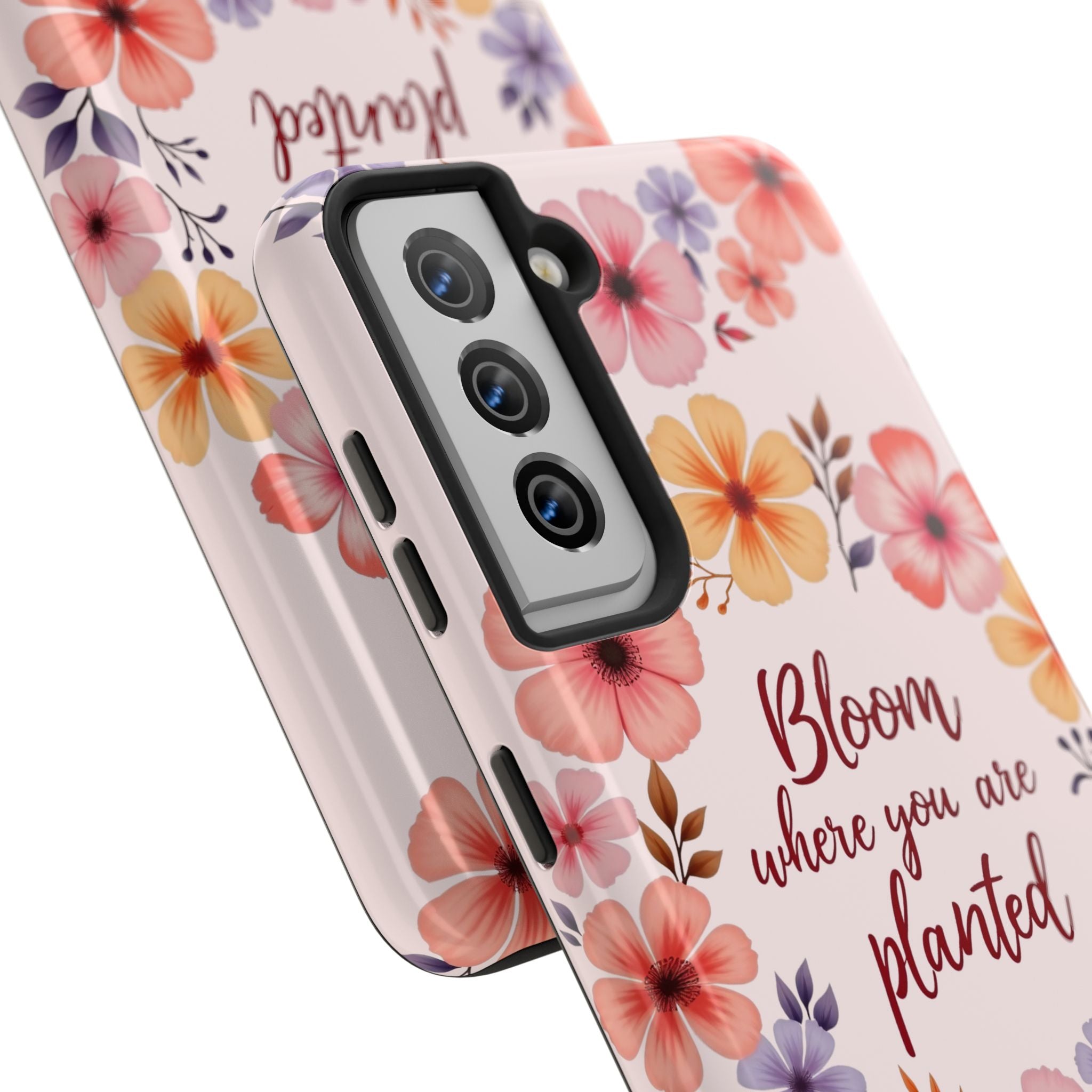 Light pink phone case with flower garland design, perfect for spring