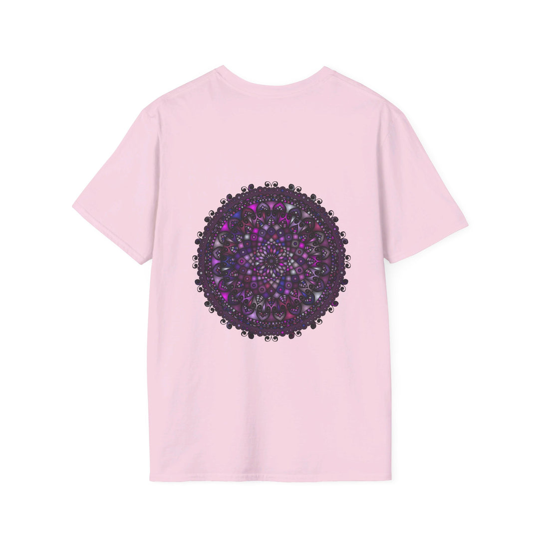 Soft purple mandala art unisex t-shirt with intricate hand-drawn design