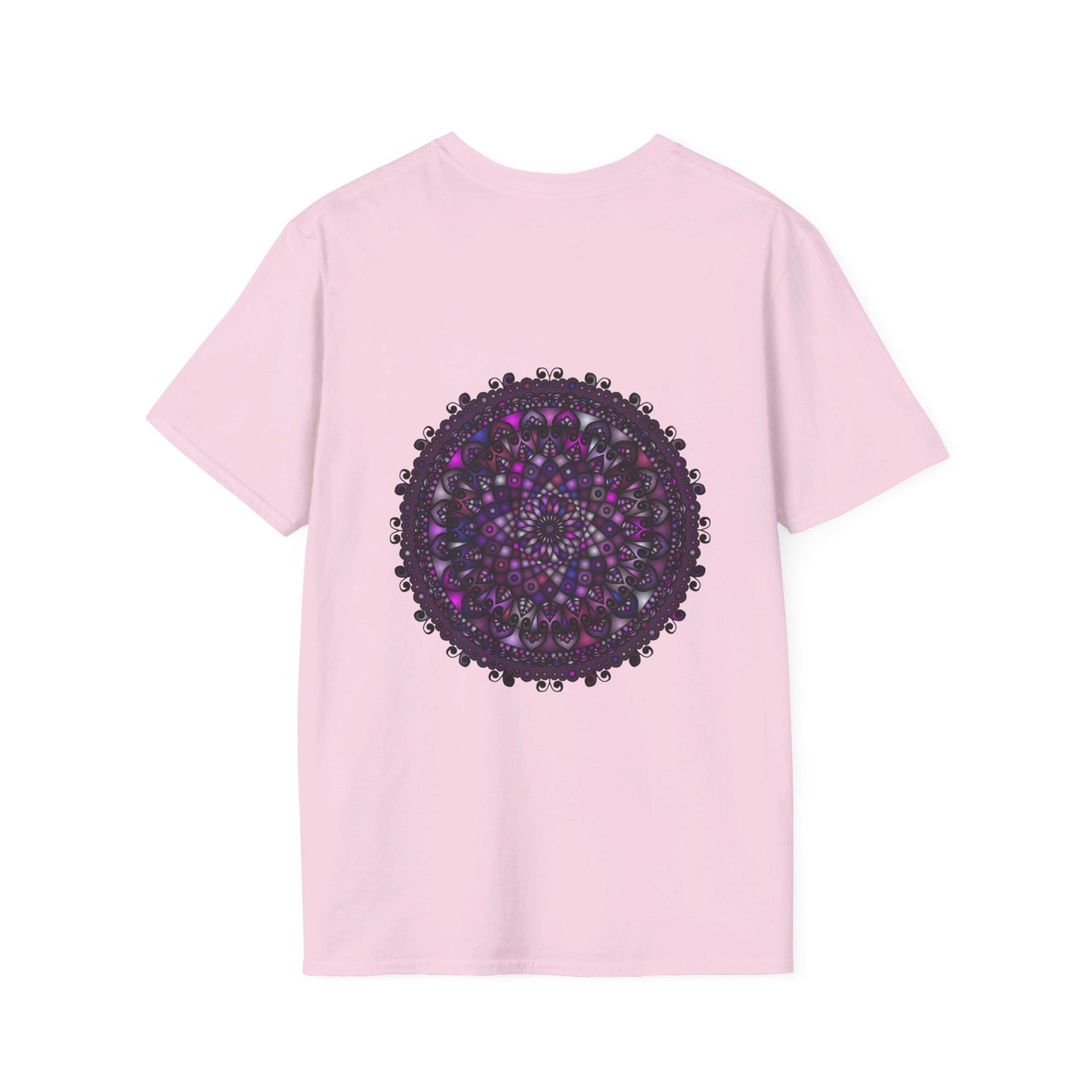 Soft purple mandala art unisex t-shirt with intricate hand-drawn design