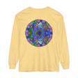 Colorful and intricate mandala design on a unisex long sleeve t-shirt