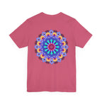 A colorful mandala design adorns this peaceful and harmonious t-shirt, featuring spiritual art that exudes tranquility and serenity