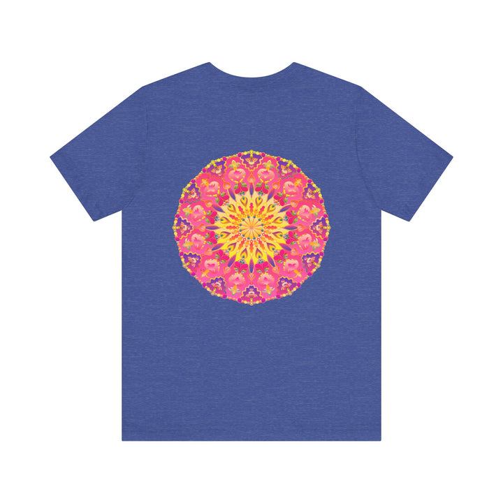 Beautiful Pink and Yellow Mandala T-Shirt with Peace and Harmony Design