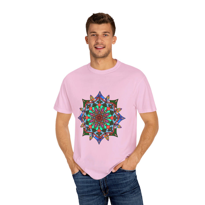 Unisex Mandala T-Shirt featuring Hand-Drawn Mandala Art, made with 100% Ring-Spun Cotton and Garment-Dyed for Extra Comfort